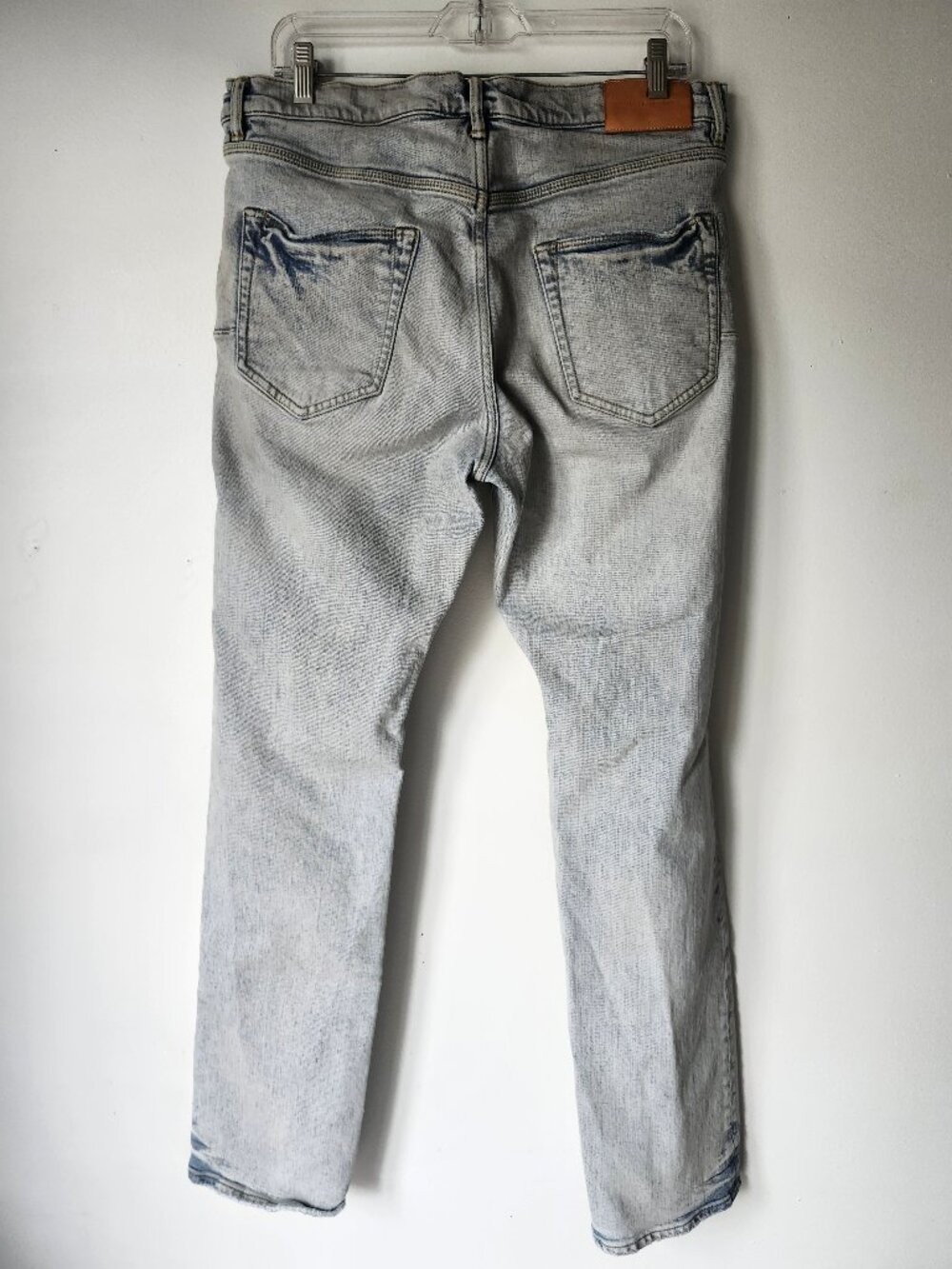 Purple Brand Sz 32 Light Wash Baby Blue Light Indigo Lux Denim Button Fly Jeans - Picture 4 of 14